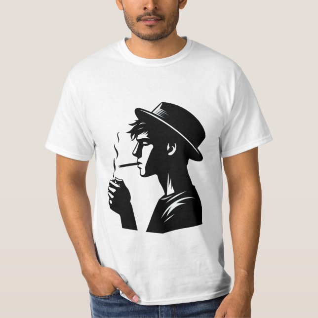 Fet Stil Manar schysst - Rökning Man Cigar Art P T Shirt (Framsida)