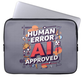 Fet stil “Mänskligt fel, AI-godkänt” Digital konst Laptop Fodral