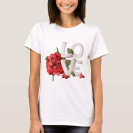 Fet stil med kärlekstypografi och romantiska röda  t shirt