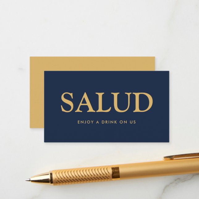 Fet stil "Salud" Spansk Gratis dryck Biljett Tilläggskort (Fram/Back In Situ)