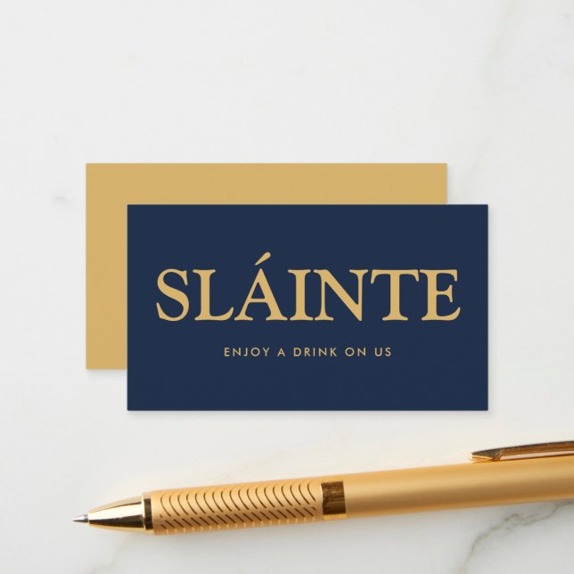Fet stil "Sláinte"Irländsk Gaeliska Gratis dryck B Tilläggskort (Fram/Back In Situ)