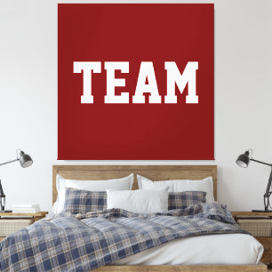 Fet stilcenter för TEAM vit text på djupröd Canvastryck