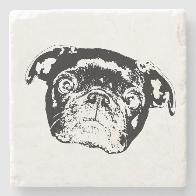 Fet stilren Pugs-linjeunderlägg Stenunderlägg (Framsidan)