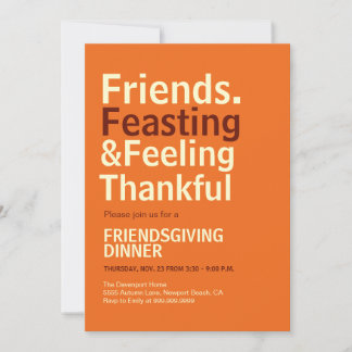 Fet stiltypografi Vännernas Thanksgiving-middag Inbjudningar