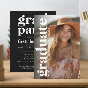 Fet Student - typografi - Grad Party Inbjudningar