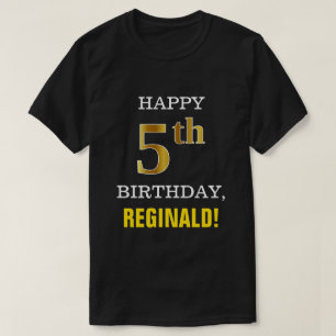 Fet, svart, Faux Guld 5:e födelsedagen med Namn Sh T Shirt