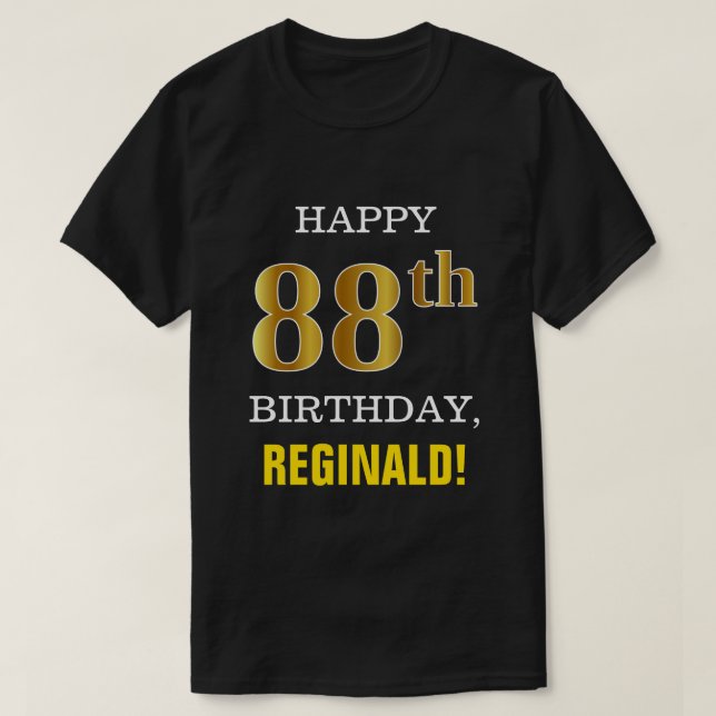 Fet, svart, Faux Guld 88:e födelsedagen w/ Namn Sh T Shirt (Design framsida)