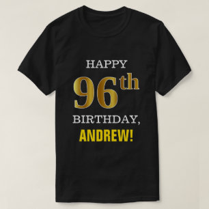 Fet, svart, faux Guld 96:e födelsedagen med Namn- T Shirt