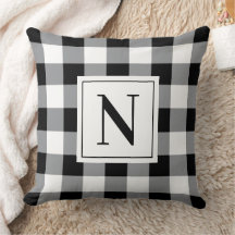 Fet svart Gingham Kryssrutig Monogram Initial