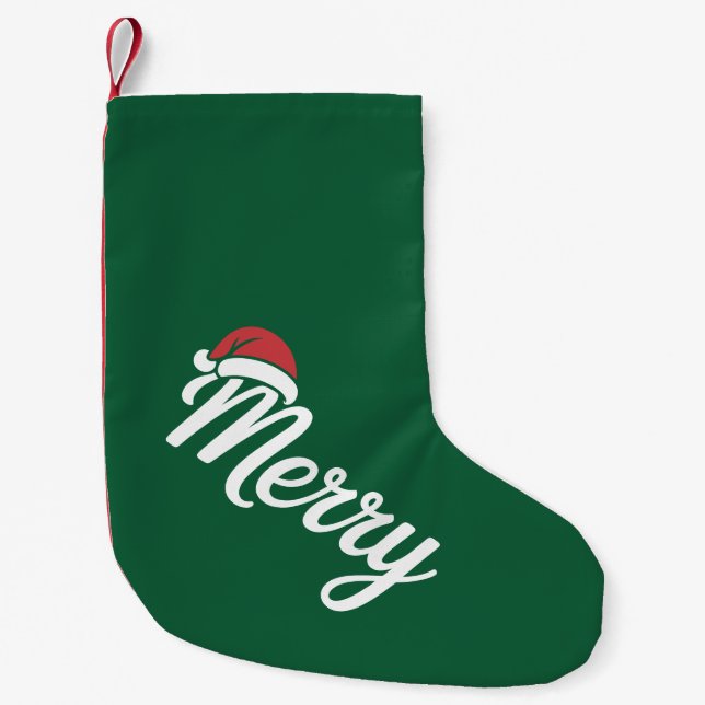 Fet Svart Glad Jul Tomtehatt Liten Julstrumpa (Framsidan)