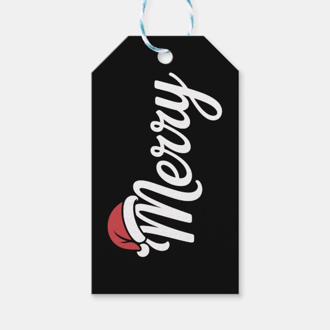 Fet Svart God Jul Tomtehatt Presentetikett (Framsidan)