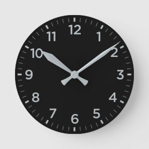 Fet svart Grått Gloss-minimalistisk väggklocka