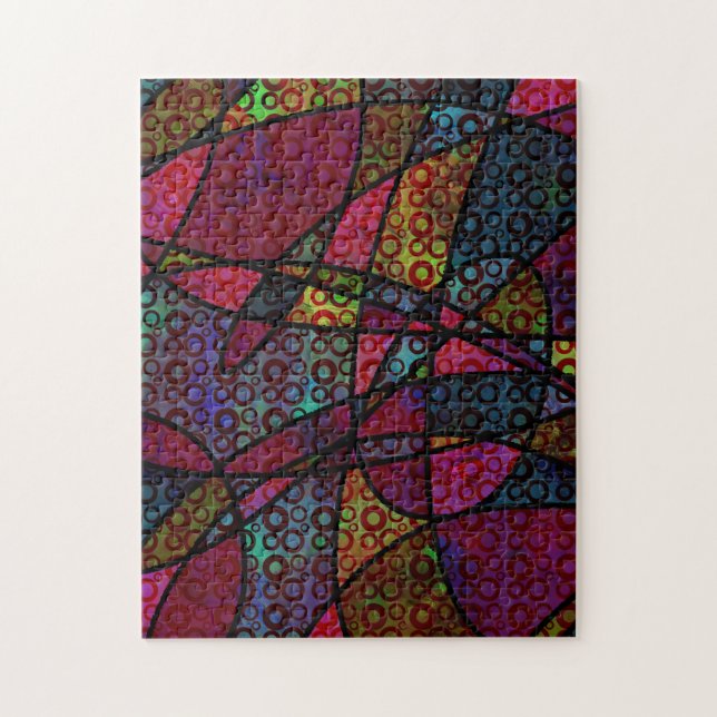 Fet svart Linjer och flerfärgat, Abstrakt Struktur Pussel (Vertikal)