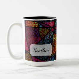 Fet svart Linjer och flerfärgat, Abstrakt Struktur Två-Tonad Mugg