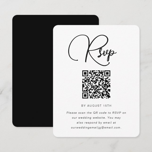Fet svart och vit Bröllop OSA med QR-kod (Fram/baksida)