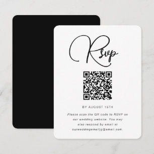 Fet svart och vit Bröllop OSA med QR-kod Kort