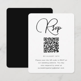 Fet svart och vit Bröllop OSA med QR-kod Kort