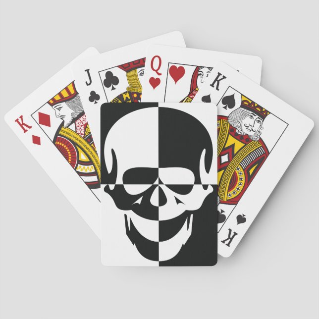 Fet, svart och vit optisk Illusion-skulldesign Casinokort (Baksidan)
