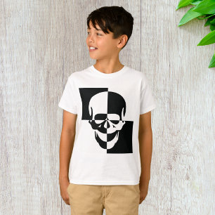Fet, svart och vit optisk Illusion-skulldesign T Shirt
