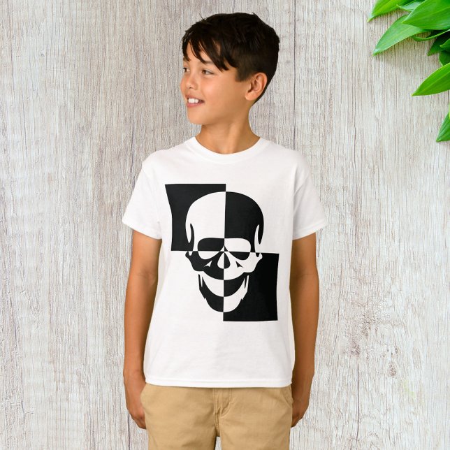 Fet, svart och vit optisk Illusion-skulldesign T Shirt (Skapare uppladdad)