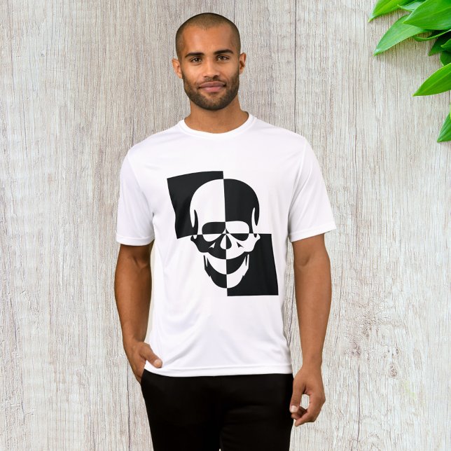 Fet, svart och vit optisk Illusion-skulldesign T Shirt (Skapare uppladdad)
