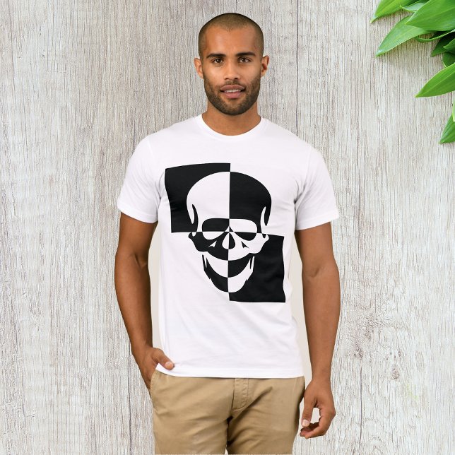 Fet, svart och vit optisk Illusion-skulldesign T Shirt (Skapare uppladdad)