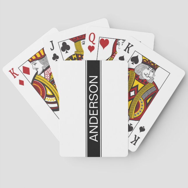 Fet svart och vit rand redigerbar text casinokort (Baksidan)