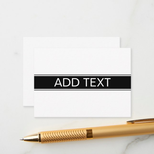 Fet svart och vit randig redigerbar text tilläggskort (Fram/Back In Situ)