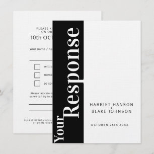 Fet svart och vit text bröllop svar RSVP Inbjudningar