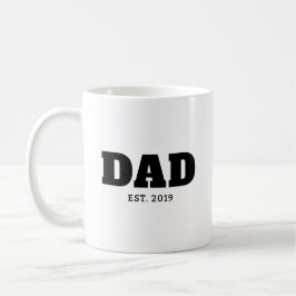 Fet svart och vit text Est År Pappa Kaffemugg