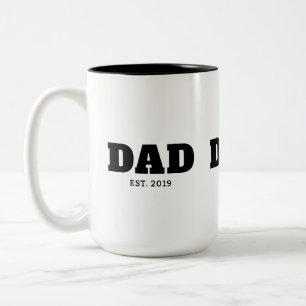 Fet svart och vit text Est år Pappa Två-Tonad Mugg