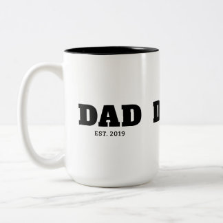 Fet svart och vit text Est år Pappa Två-Tonad Mugg