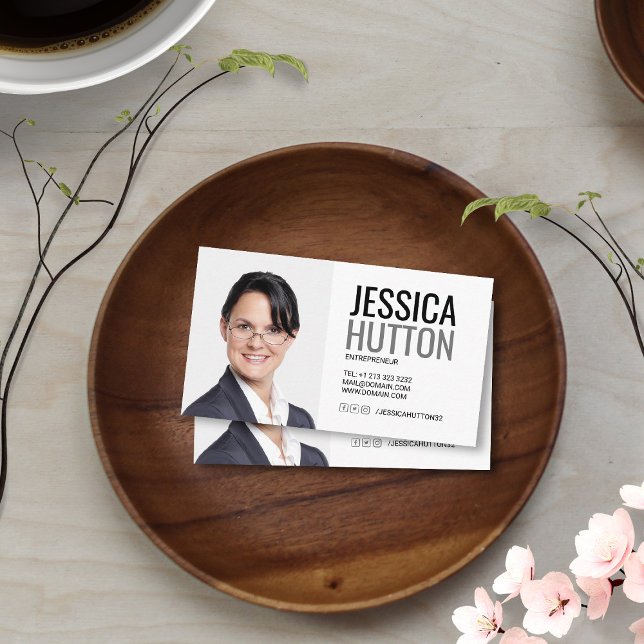 Fet svart och vitt personligt foto visitkort (Skapare uppladdad)