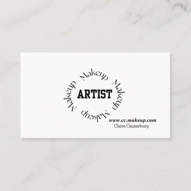 Fet Svart Typografi Sminkartist Visitkort (Framsida)