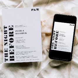 Fet, svart, vit bröllop-repetitionsmiddag inbjudningar