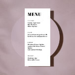Fet, svart, vit, modern, minimalistisk middag meny<br><div class="desc">Dinnmeny för fet typografi,  svart och vit,  modern,  minimalistisk Bröllop</div>