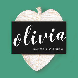 Fet svart vit Namnteckning skriptkalligrafi Visitkort