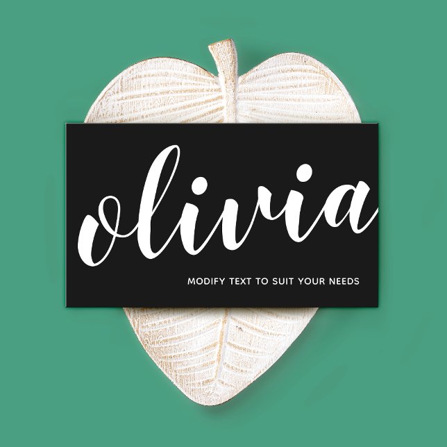 Fet svart vit Namnteckning skriptkalligrafi Visitkort (Skapare uppladdad)