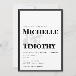 Fet svart vit typografi - minimalistisk Bröllop Inbjudningar