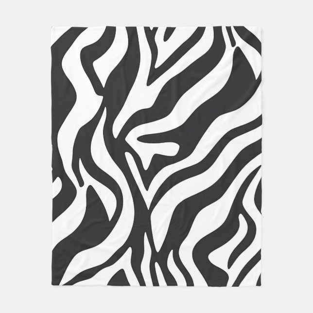 Fet Svart Vit Zebra Randigt Vilda Djur Mönster Fleecefilt (Framsidan)