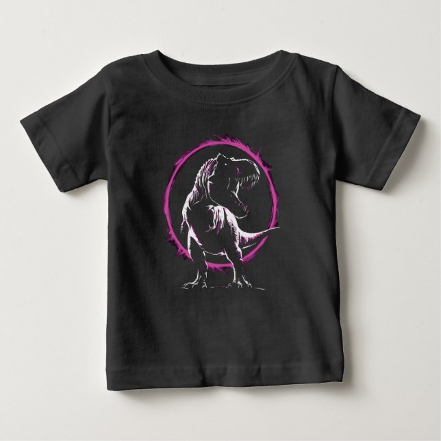 Fet T-Rex Siluett med Neonring T Shirt (Framsida)