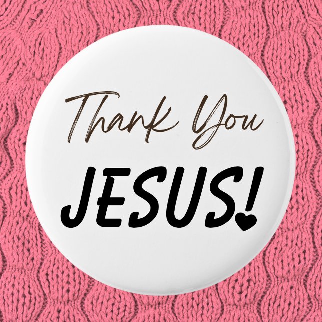 Fet Tack Jesus Utropstecken Hjärta Kristna  Knapp (Bold Thank You Jesus Exclamation Heart Christian Button)
