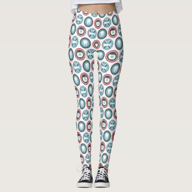 Fet Tandvård Mönster - tandläkare - tandhygienist Leggings (Framsida)