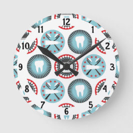 Fet Tandvård Mönster - tandläkare - tandhygienist Rund Klocka