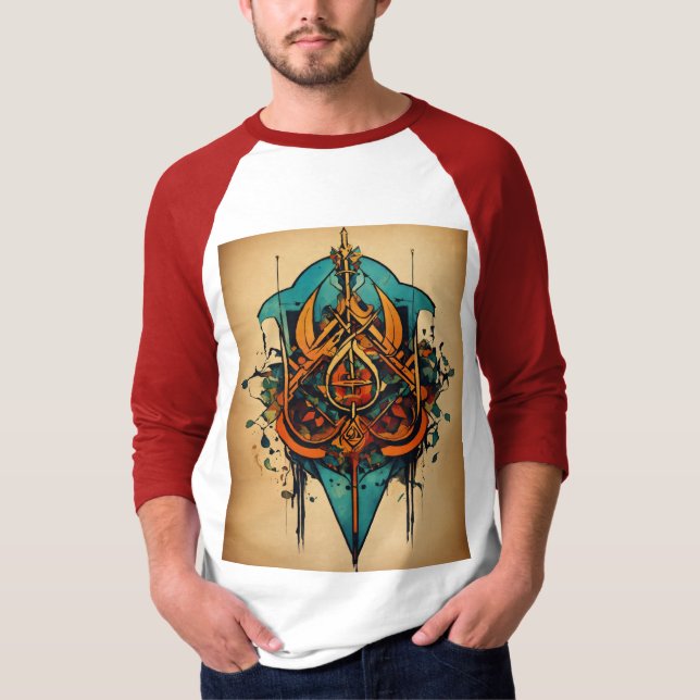 Fet Tattoo Raglan Sleeve T-Shirt" T Shirt (Framsida)