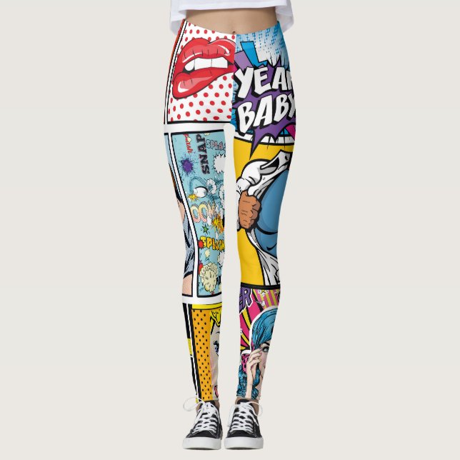 Fet Tecknad, remshögt, Roligt PIP Art Leggings (Framsida)