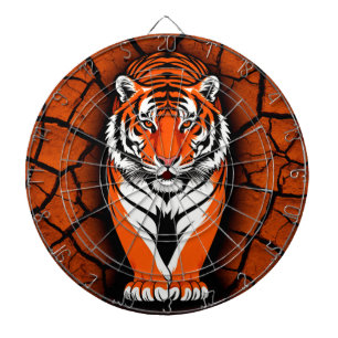 Fet Tiger på Sprucken Jordbakgrund Darttavla