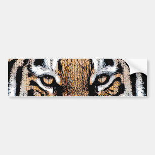 Fet Tiger Porträtt Graphic Press Stil Bildekal