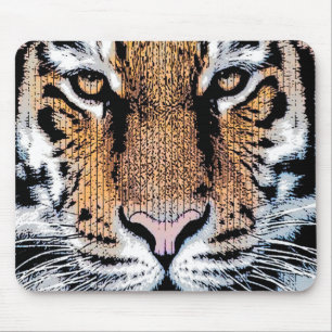 Fet Tiger Porträtt Graphic Press Stil Musmatta