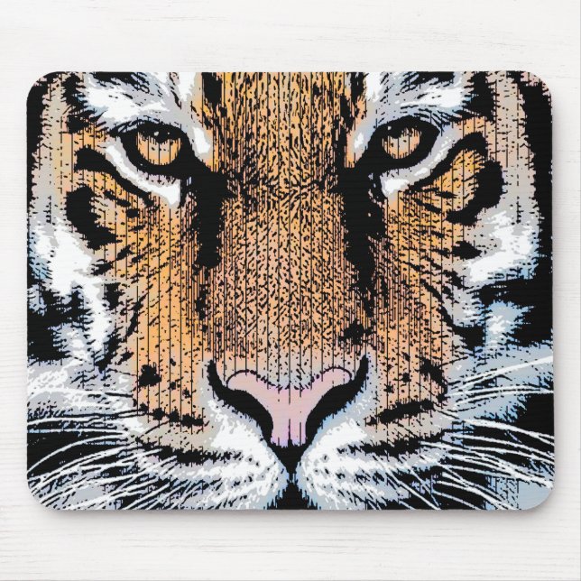 Fet Tiger Porträtt Graphic Press Stil Musmatta (Framsidan)
